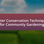 Water Conservation Techniques for Community Gardening